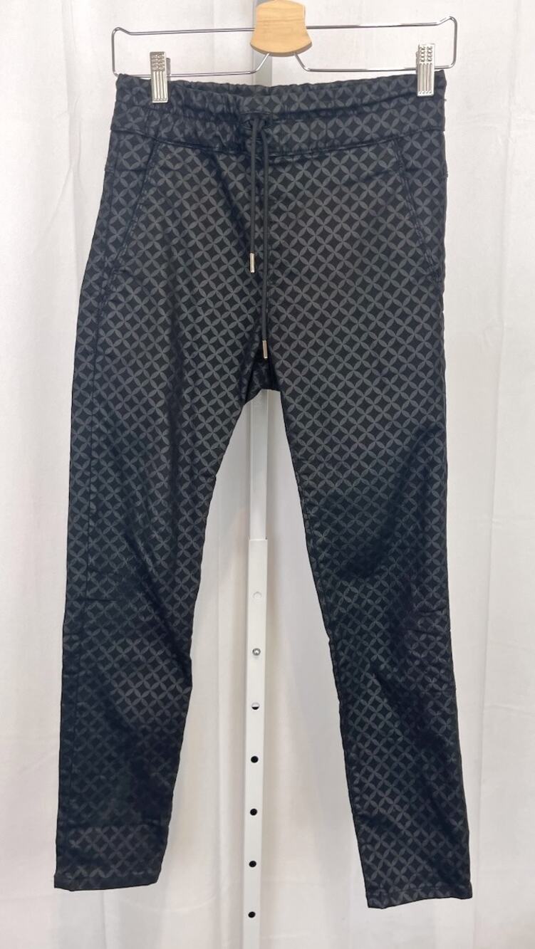FLOG Bevy Flog Shely Pants Slim Ankle Pull On Stretch Geometric Black Size 25